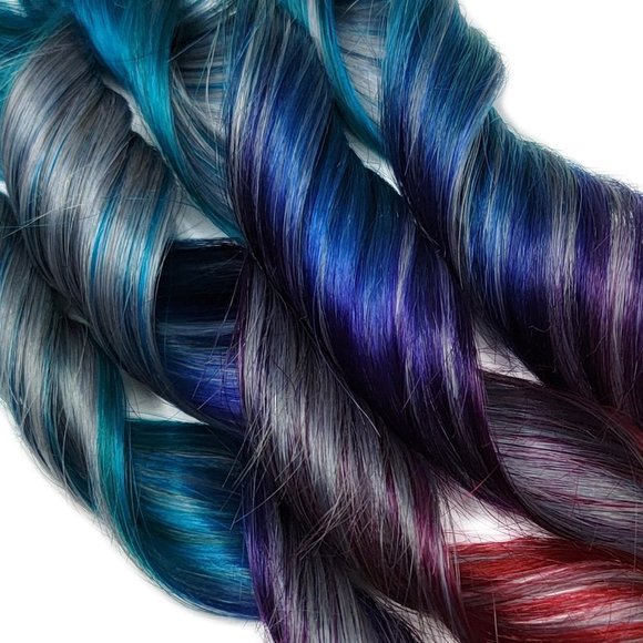 Blue Ombre Remy Clip in Human Hair Extensions Real Hair - Picture 1 of 3